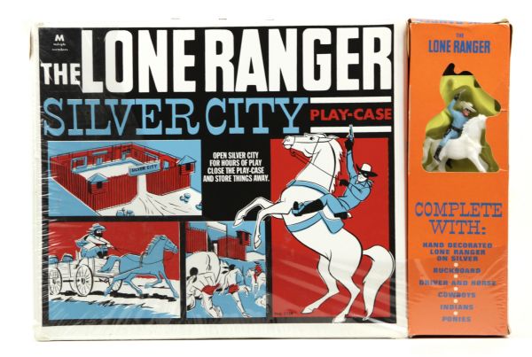 1950s The Lone Ranger Silver City Play-Case & Figure - In Original Display 