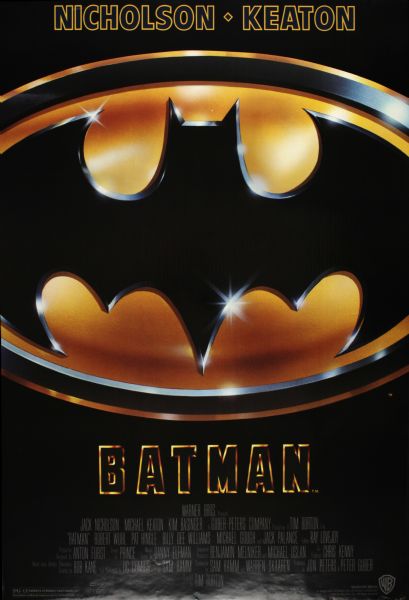 1989 Batman Jack Nicholson & Michael Keaton Batman 1-Sheet (27" x 41) Original Movie Poster (MEARS Auction LOA)
