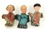 1950s The Three Stooges Larry Moe & Curley 8" Hand Puppets - Rare 