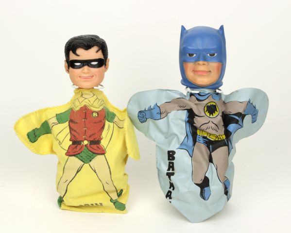 1966 Batman & Robin 10" Hand Puppets - Lot of 2