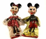 1950s Mickey & Minnie Mouse Walt Disney 10" Hand Puppets - Lot of 2