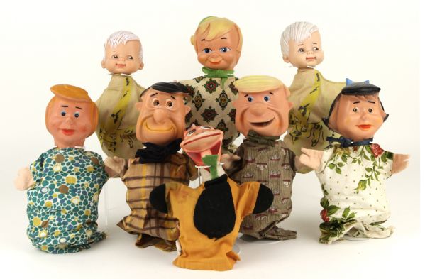 1950s-60s Flintstones Hand Puppets - Lot of 8