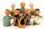1950s-60s Flintstones Hand Puppets - Lot of 8
