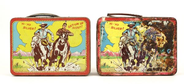 1954 The Lone Ranger Metal Lunch Buckett - Lot of 2 
