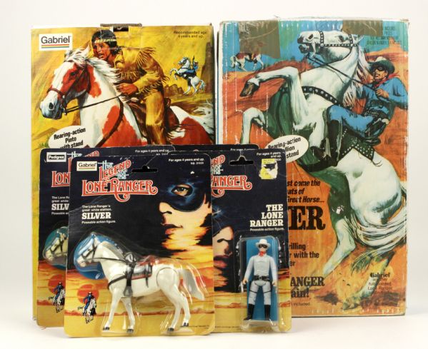 1970s The Lone Ranger Horse Figure With Silver & Scout & Four Figures - All MIB 