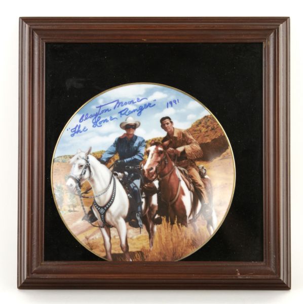 1990-91 The Lone Ranger Clayton Moore Signed Plate - MEARS Auction LOA