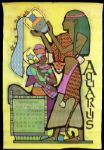 1969 Aquarius The Water-Bearer 21" x 32" Illustrated Zodiac Wall Calendar Harry Wysocki