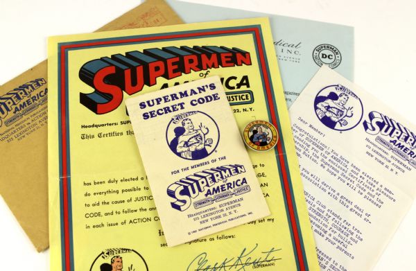1960s Superman of America Collectors Kit - Pin With All Contents 