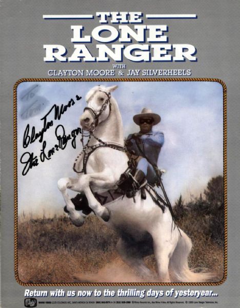1989 Lone Ranger Home Video Advert w/Clayton Moore Signature (JSA)