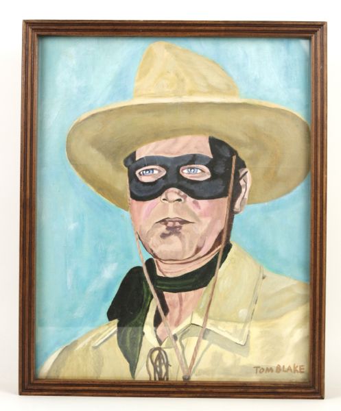 1940s-60s Lone Ranger 21" x 17" x 4" Wall Hanging Hinged Display Case w/ Original Tom Blake Painting