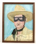 1940s-60s Lone Ranger 21" x 17" x 4" Wall Hanging Hinged Display Case w/ Original Tom Blake Painting