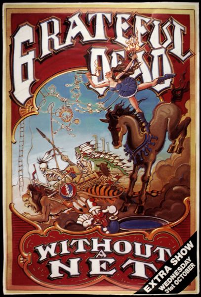 1990 Grateful Dead Without A Net Original 40" x 60" Tour Poster Wembley Stadium Halloween