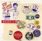 1980-2000 George H.W. Bush George W. Bush Dan Quayle Republican Political Buttons - Lot of 16 w/Bumper Sticker & Pamphlets 