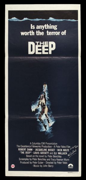 1977 The Deep (14" x 30") Original Movie Poster With Eli Wallach Autograph (MEARS Auction LOA)