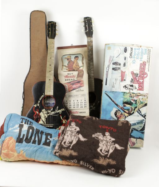 1955-80s The Lone Ranger Collection w/ 2 Guitars 10-PIece Rifle & Holster Set Sleeping Bag