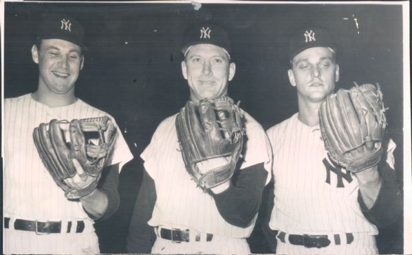 1963 Mickey Mantle Roger Maris Tom Tresh New York Yankees "Boston Herald Archives" Original 5.5" x 9" Photo (Boston Herald Hologram/MEARS LOA)