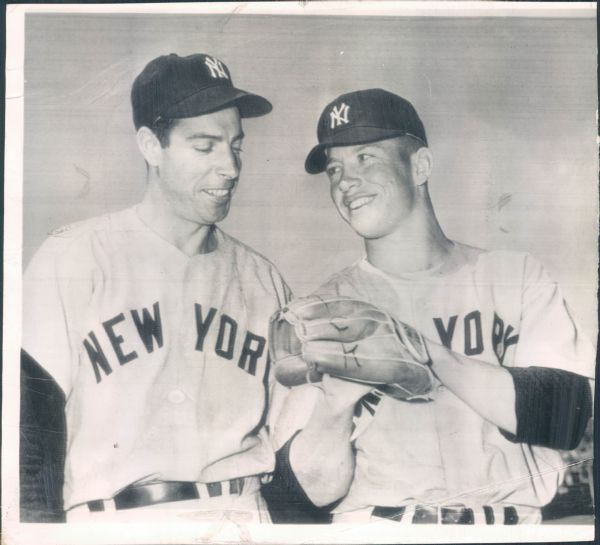 1951 Joe DiMaggio Mickey Mantle Changing Of The Guard New York Yankees "Boston Herald Archives" Original 7" x 7.5" Photo (Boston Herald Hologram/MEARS LOA)