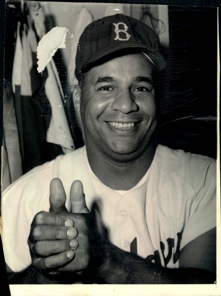 1950-56 Roy Campanella Brooklyn Dodgers "Boston Herald Archives" Original Photo - Lot of 3 (Boston Herald Hologram/MEARS LOA)