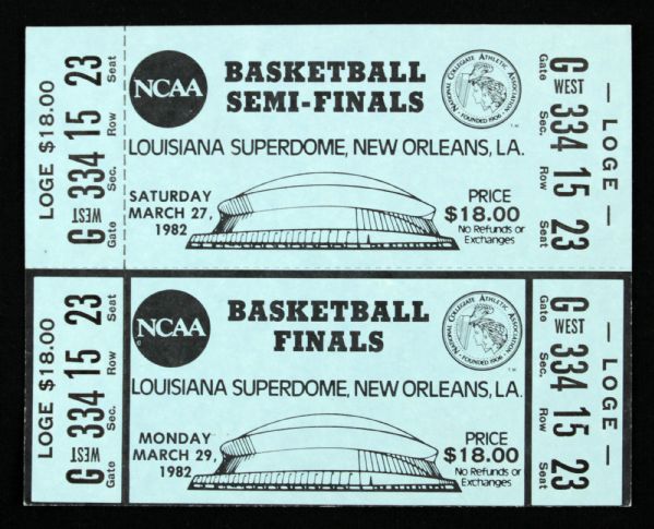 1982 Michael Jordan North Carolina Ticket to NCAA Semi-Finals & Finals - From the Shot Which Started a Career  TICKET #23