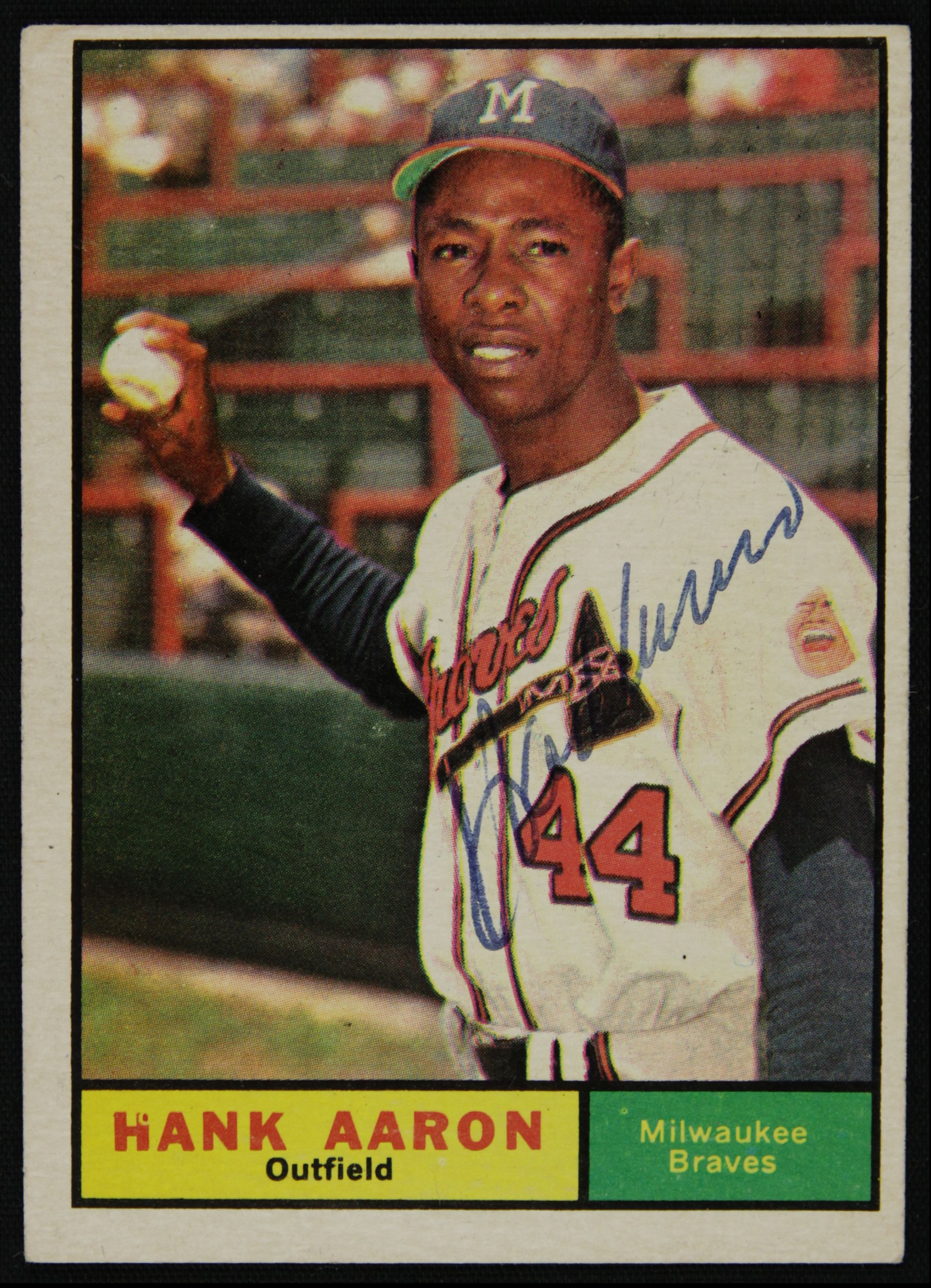 Lot Detail - 1961 Hank Aaron Milwaukee Braves Signed Topps #415 Card - Jsa