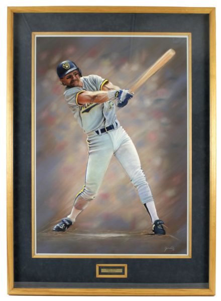 1992 Robin Yount Milwaukee Brewers 3,000 Hit Original Prototype Painting 35" x 48" Andrew Goralski Creation