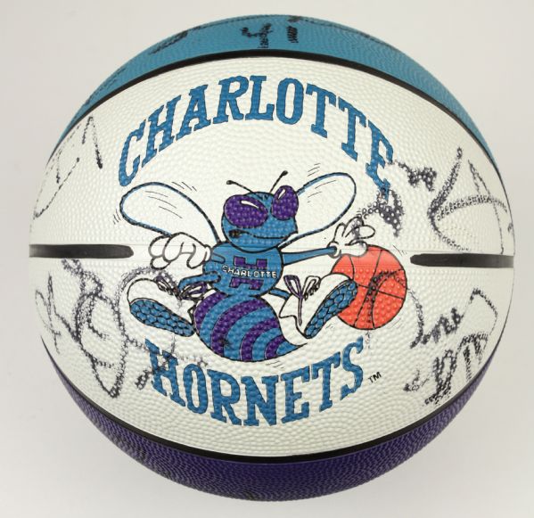 1996-97 Charlotte Hornets Team Signed Ball - MEARS LOA