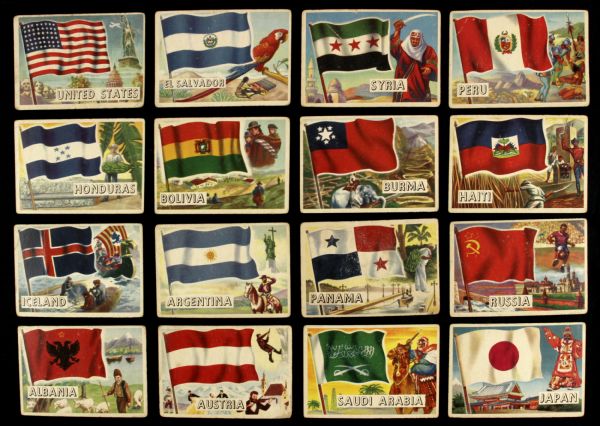 1956 Topps Flags of the World R714-5 Cards - Lot of 34