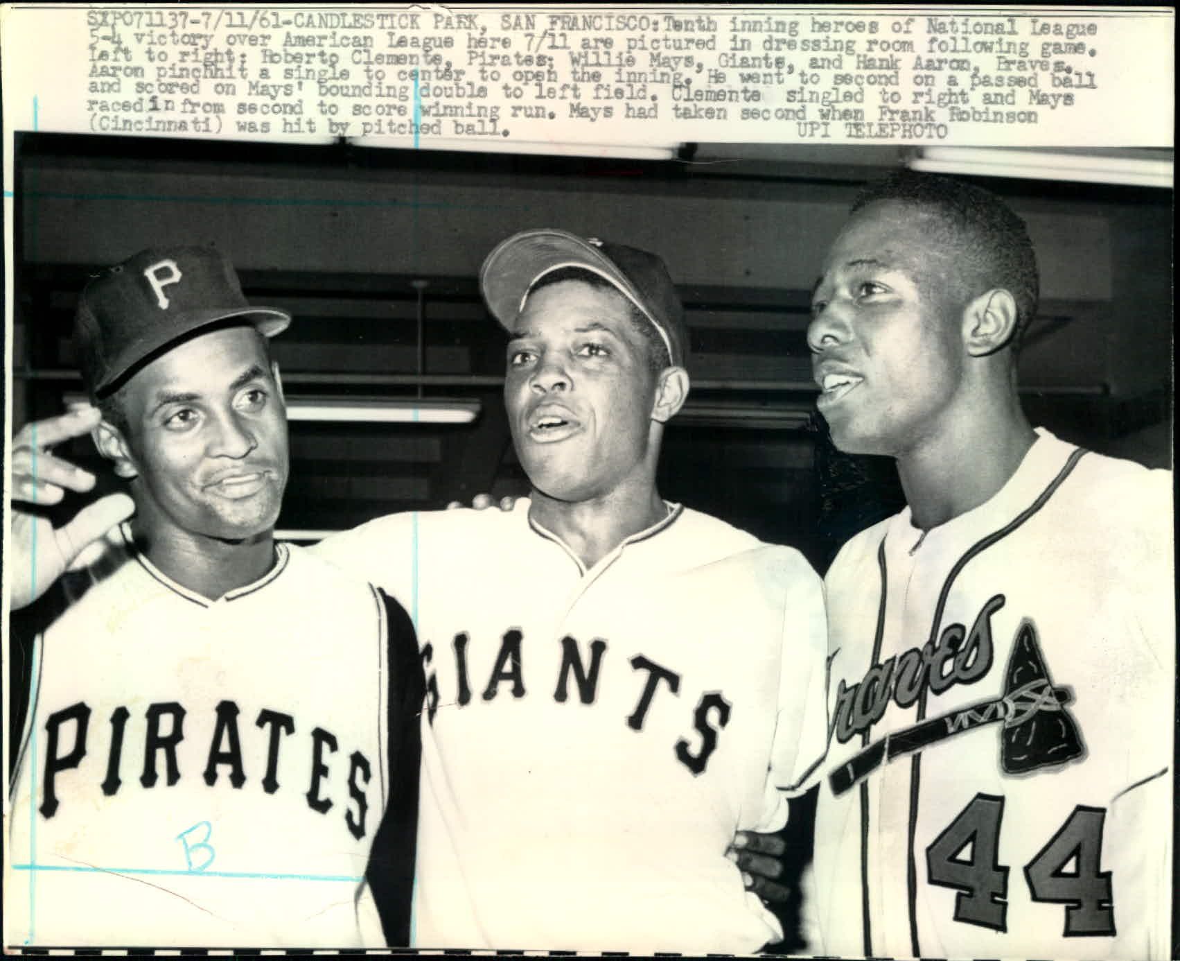 Lot Detail - 1961 Roberto Clemente Willie Mays Hank Aaron Milwaukee ...