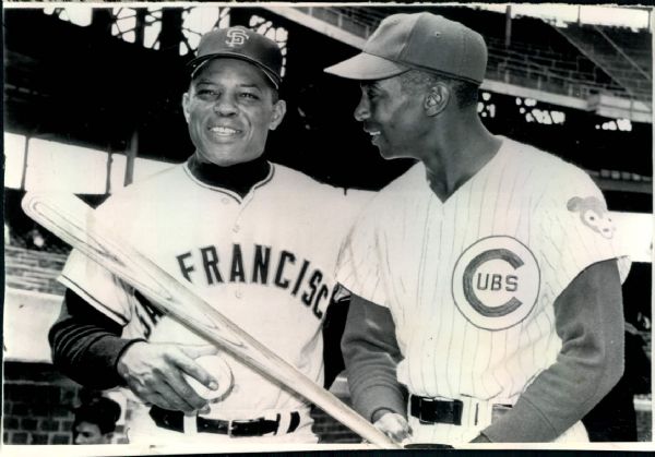 1965 Willie Mays Ernie Banks SF Giants Chicago Cubs "Boston Herald Collection Archives" Original 5.5" x 8.5" Photo (BH Hologram/MEARS LOA)