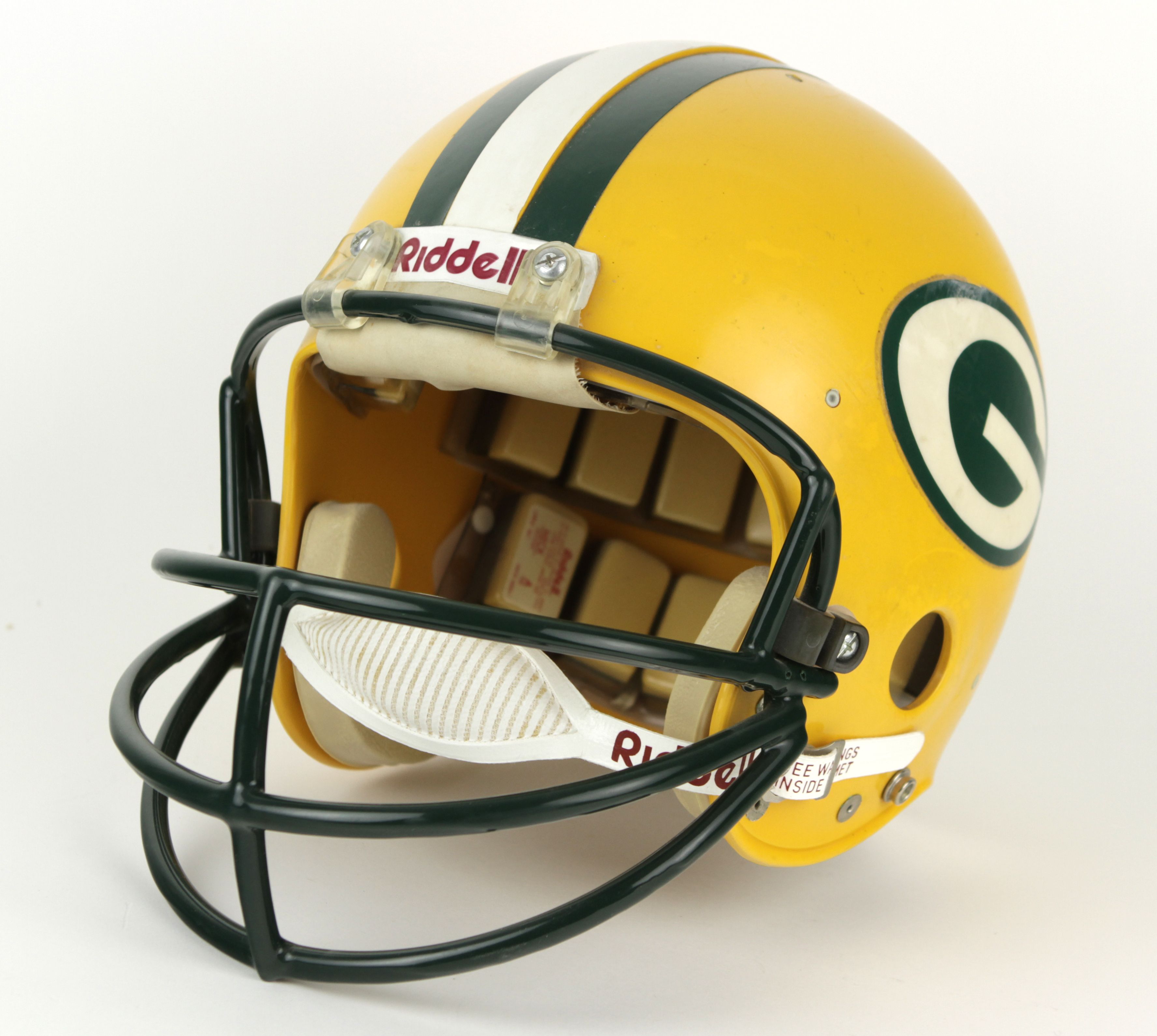 london, uk, 09.09.2022 official NFL Green Bay Packers mini helmet signed by  LYNN DICKEY #12 linebacker. Retro vintage sports players and merchandise.  American football fans. Stock Photo