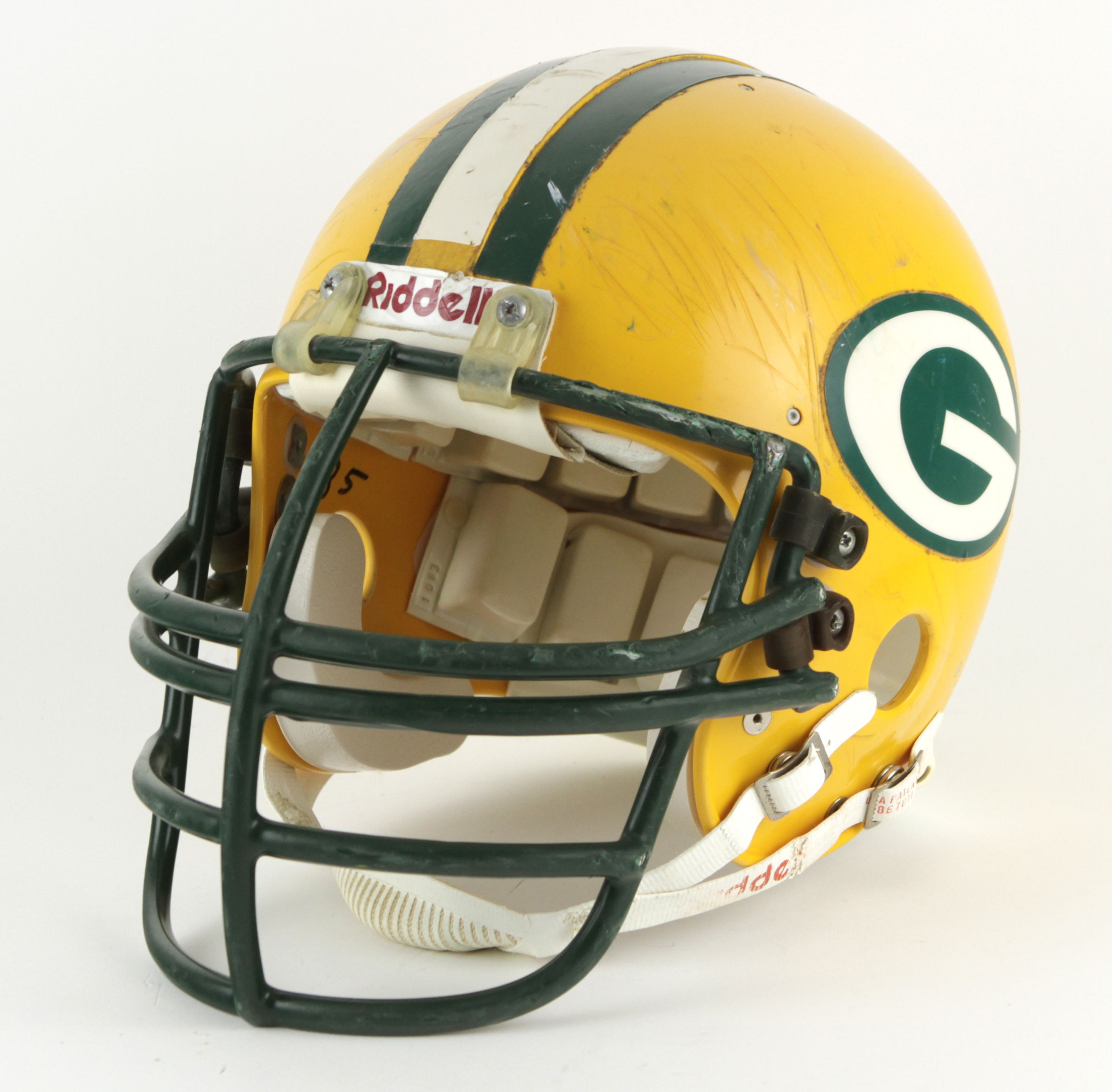 Lot Detail - 1985 Ezra Johnson Green Bay Packers Game Worn Signed Helmet  (Scott Waters/MEARS LOA/JSA)