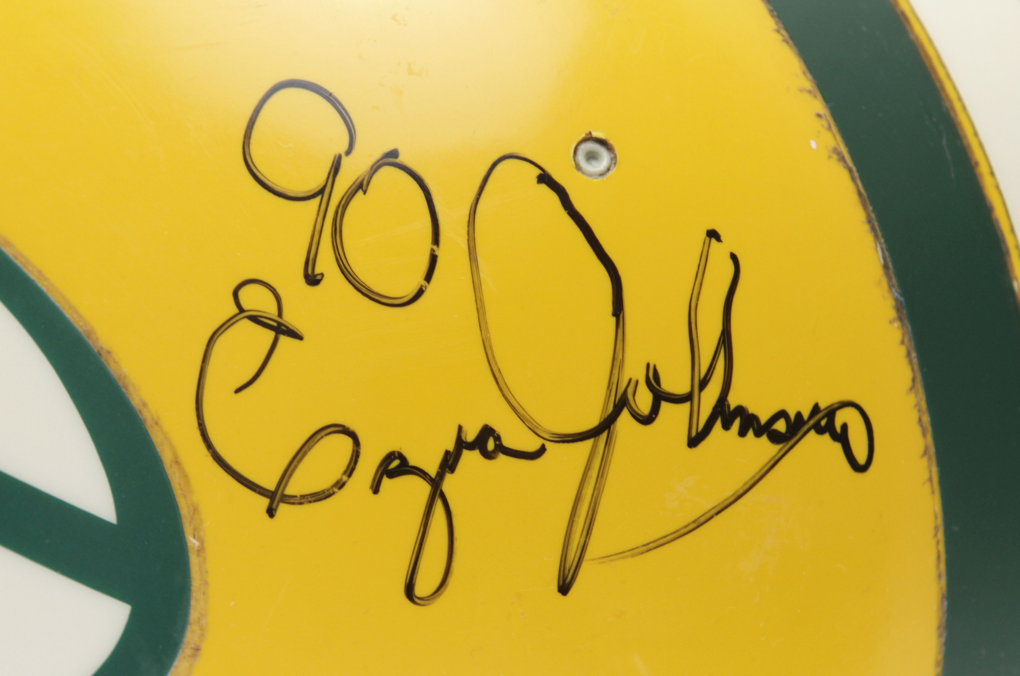 Lot Detail - 1985 Ezra Johnson Green Bay Packers Game Worn Signed Helmet  (Scott Waters/MEARS LOA/JSA)