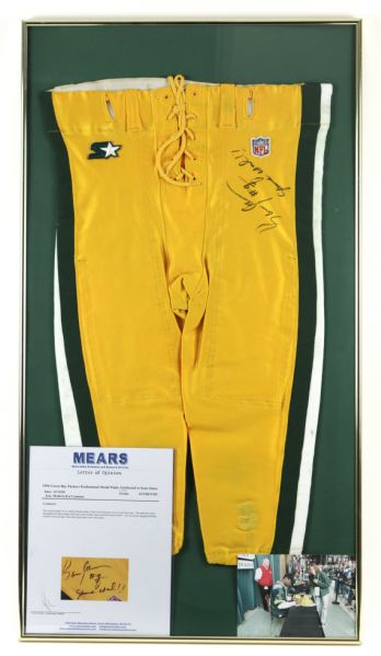 1996 Sean Jones Green Bay Packers Game Worn Signed Pants In Display - MEARS Auction LOA & JSA 