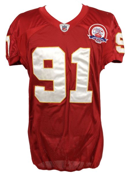 2009 Tamba Hali Kansas City Chiefs Game Worn Jersey w/50th Anniversary Patch NFL Auctions/PSA DNA