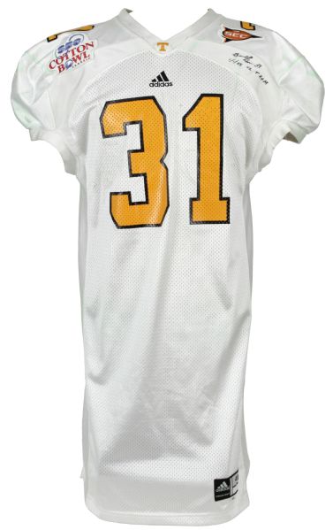 2005 Gerald Riggs Jr. Game Worn Signed University of Tennessee Cotton Bowl Jersey Unwashed - JSA & MEARS LOA 