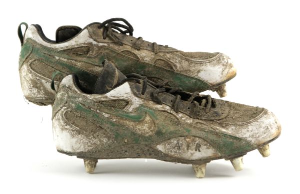 1996-97 LeRoy Butler "Mud Bowl" NFC Divisional Playoff Game Used Cleats - 1/4/97 - Green Bay Packers vs. San Francisco 49ers – Super Bowl XXXI Championship Season