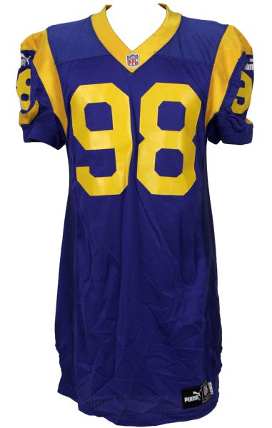 1999 Grant Wistrom #98 St. Louis Rams Game Worn Home Jersey w/ 5 Repairs (MEARS LOA)