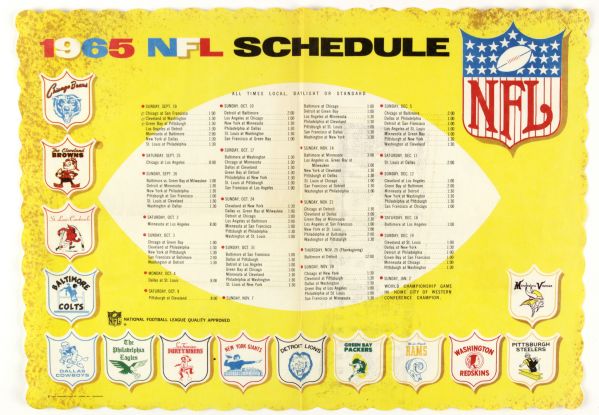 1965-70s Green Bay Packers Bumper Sticker & NFL Schedule Placemat 