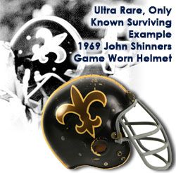 1969 John Shinners New Orleans Saints Game Worn Helmet (Scott Water/MEARS LOA) Only Surviving Example!