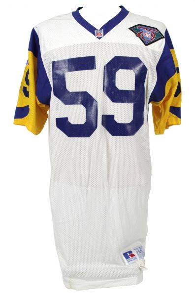 1994 Henry Rolling Los Angeles Rams Game Worn Jersey w/ 3 Repairs NFL 75th Anniversary Patch - MEARS LOA 