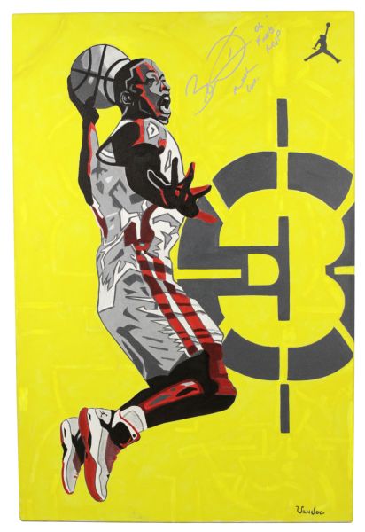 2011 Dwayne Wade Miami Heat 24" x 37" Original Artwork Signed With Inscriptions - JSA