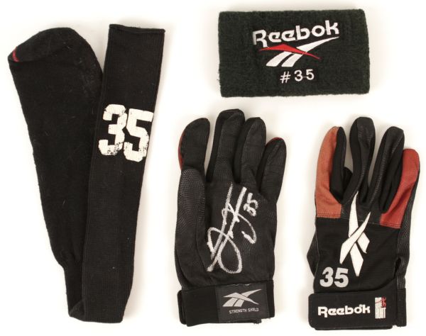 1998 Frank Thomas Chicago White Sox Game Worn Batting Gloves Sock & Wristband - With Style Match Photo - MEARS LOA