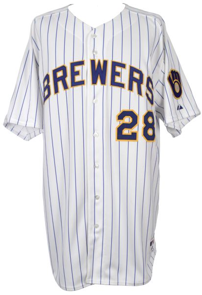 2008 Prince Fielder Milwaukee Brewers Game Worn Pinstripe Retro Jersey - MLB Hologram Purchased From Brewers  