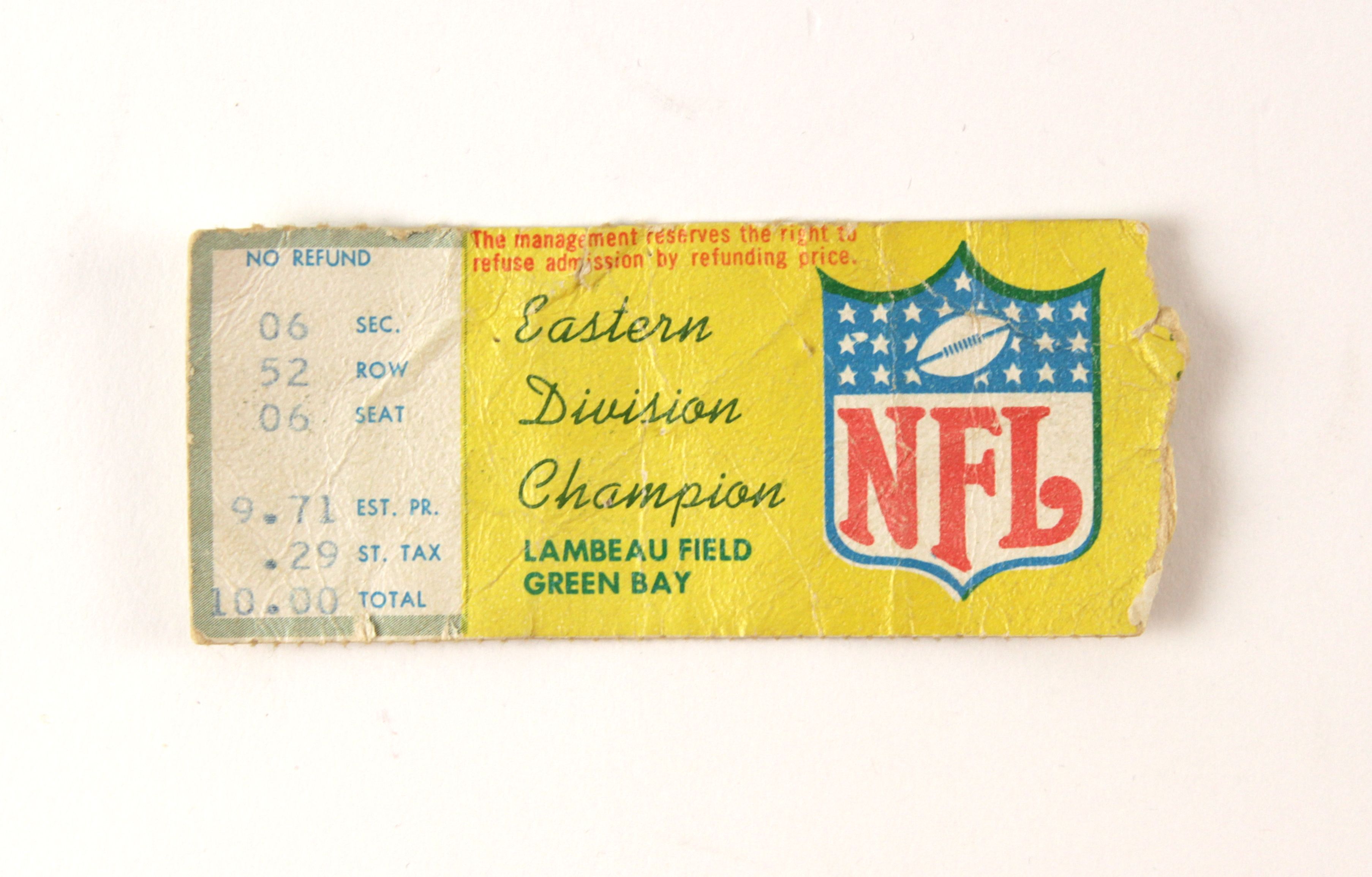 Lot Detail - 1967 Green Bay Packers Ice Bowl Ticket Stub 1967 NFL  Championship