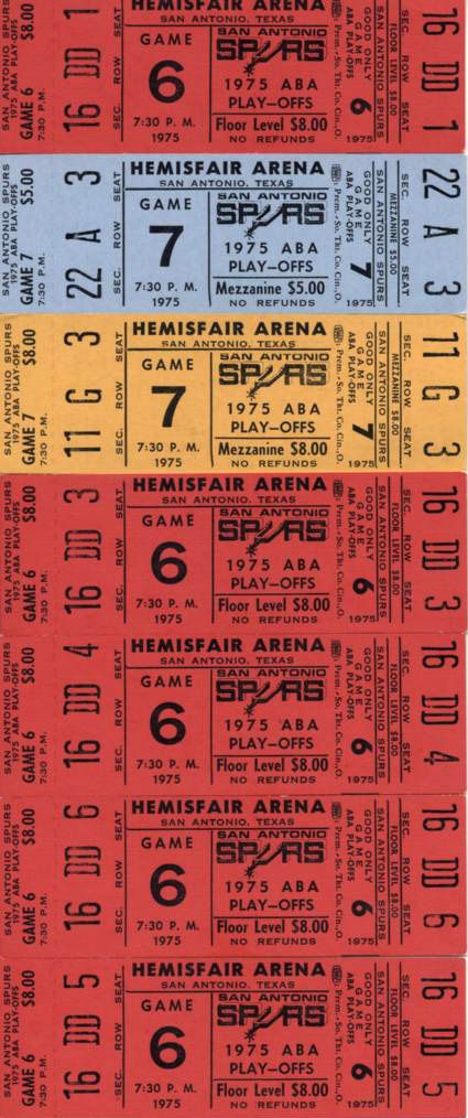 Lot Detail - 1975 San Antonio Spurs ABA Playoffs Phantom Ticket - Lot of 7