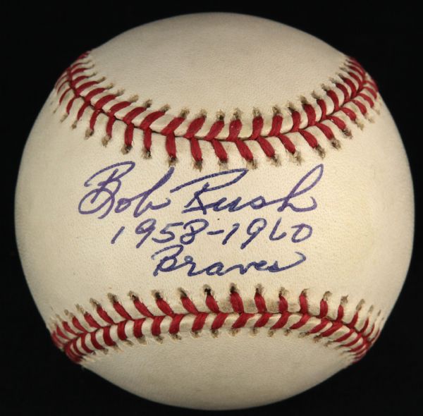 1994-2000 Bob Rush Milwaukee Braves Single Signed ONL Coleman Baseball (JSA)