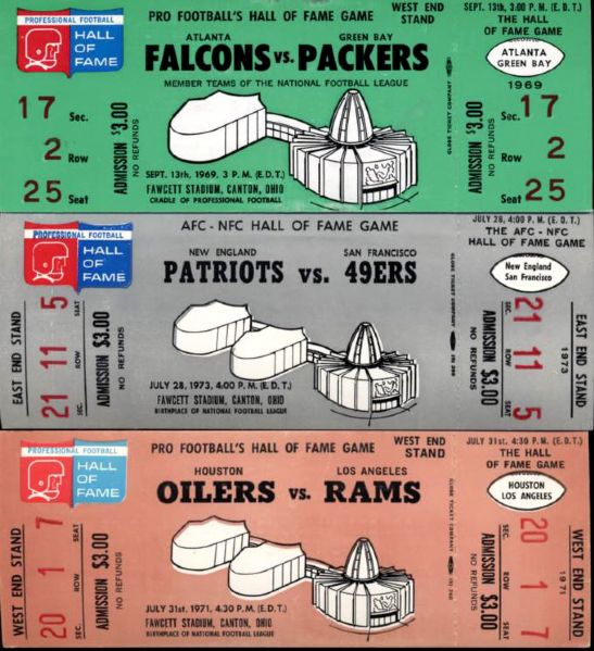 Lot Detail - 1969-73 Hall Of Fame Game Full Ticket (Lot Of 3)