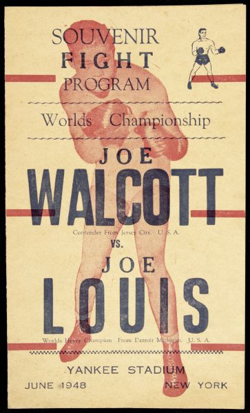 1948 Jersey Joe Walcott vs. Joe Louis Fight Program & Ticket Stub 