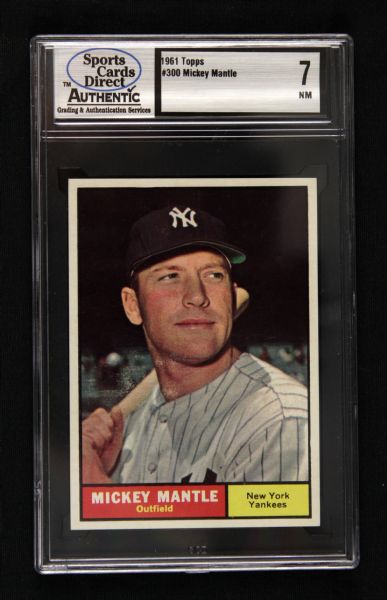 1961 Mickey Mantle New York Yankees Topps #300 Card - Sports Cards Direct NM 7 