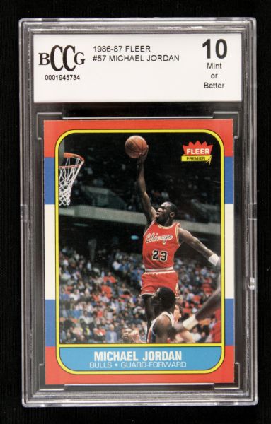 1986-87 Michael Jordan Chicago Bulls Fleer #57 Rookie Card Graded BCCG 10 Mint or Better